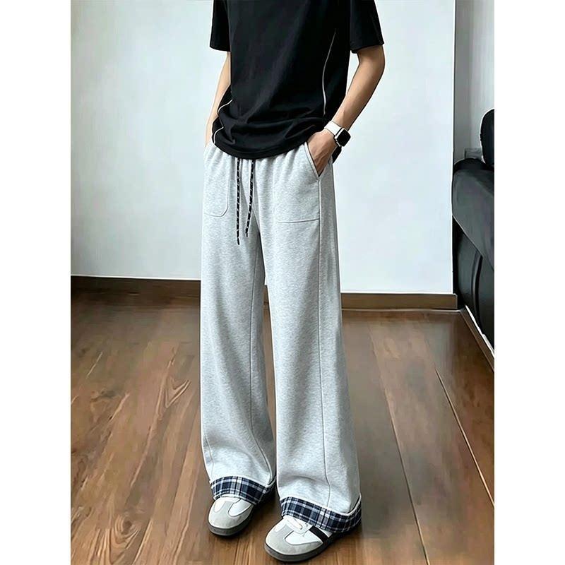 The pants are convenient for invisible zippers. Adults have double heads and no-take-off physiological pants. Straight-leg pants for men wear black a