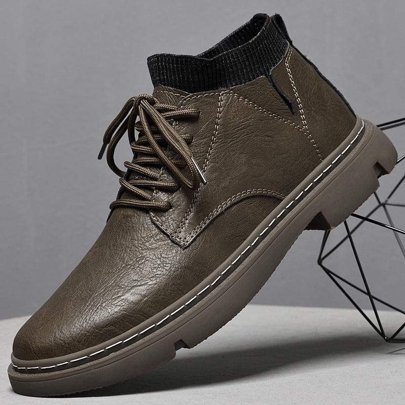 Herren Lederschuhe Echt Leichtgewicht Hochwertig Herren Freizeitschuhe Schnürschuh Uni Büro Herren Sneaker Bequeme Stiefeletten