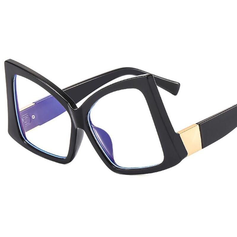 Fashion Polygon Big Frame Anti Blue Light Glasses Women Prescription Myopia Retro Men Green Yellow Eyewear