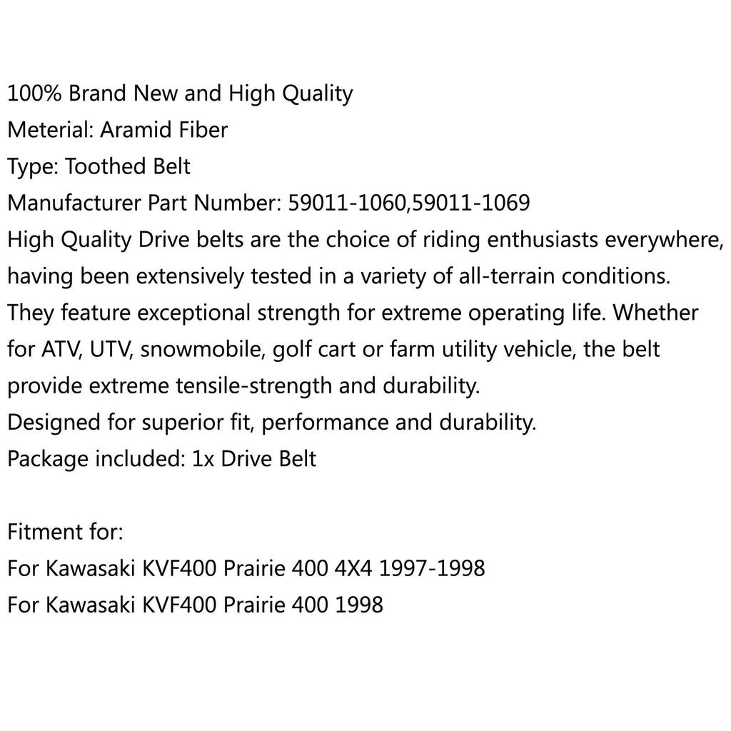 Drive Belt 59011-1060 For Kawasaki KVF400 Prairie 400 4X4 1997-1998 2x4 1998