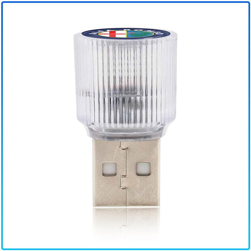 1Pcs USB Car LED Light Auto Interior Atmosphere Light Car Emblem Styling For Alfa Romeo 147 159 Giulietta Giulia Mito Spider Alpha Nheadrest
