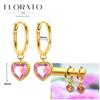 Luxurious Geometry 925 Silver Ear Needle Pink Series Zircon Pendant Hoop Earrings Sweet Fashion Wedding Jewelry Gifts