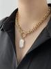 Vintage Barock Süßwasserperle Dicke Kette Gürtel Anhänger Halskette Damen Gold Silber Beschichtete Legierung Choker
