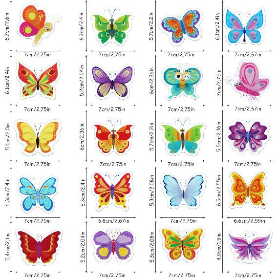 Boao 20 Pcs Colorful Butterfly Window Clings Reble Anti-Collision Window Clings Spring Summer Butterfly Stickers for Home Glass Decoration