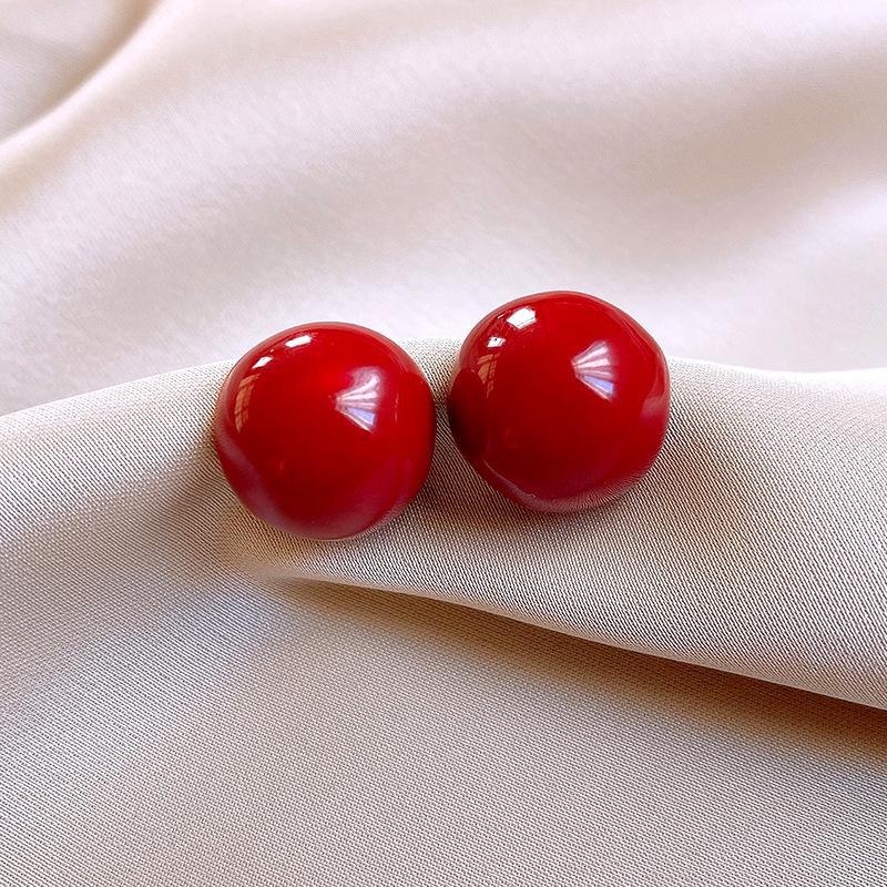 2024 Exquisite High-End Retro Silver Needle Red Heart Flower Earrings for Women