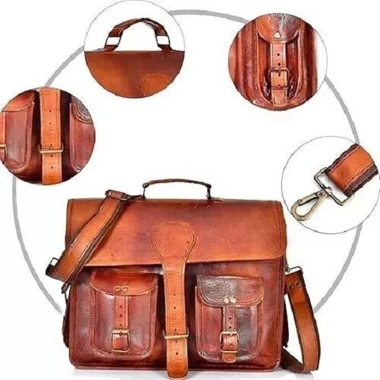 Handmade Super Refined Leather Vintage Laptop Messenger Briefcase Bag Satchel