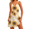 Vestido de playa bohemio de verano con estampado informal para mujer con bolsillos y cuello en V
