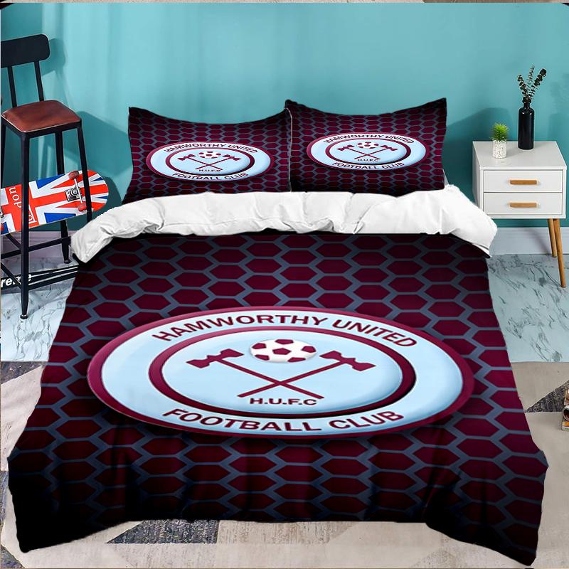 3PCS Football Club Ham-worthy Homes Bedding set,Ideal For1pc Duvet Cover And 2pcs Pillowcases Perfect for Christmas,Ideal for Bedroom, Dormitory
