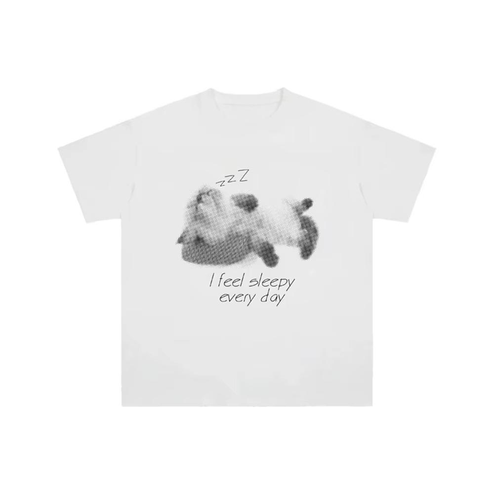 2026 Cute Cat Print Oversized Tshirt Unisex Harajuku Streetwear