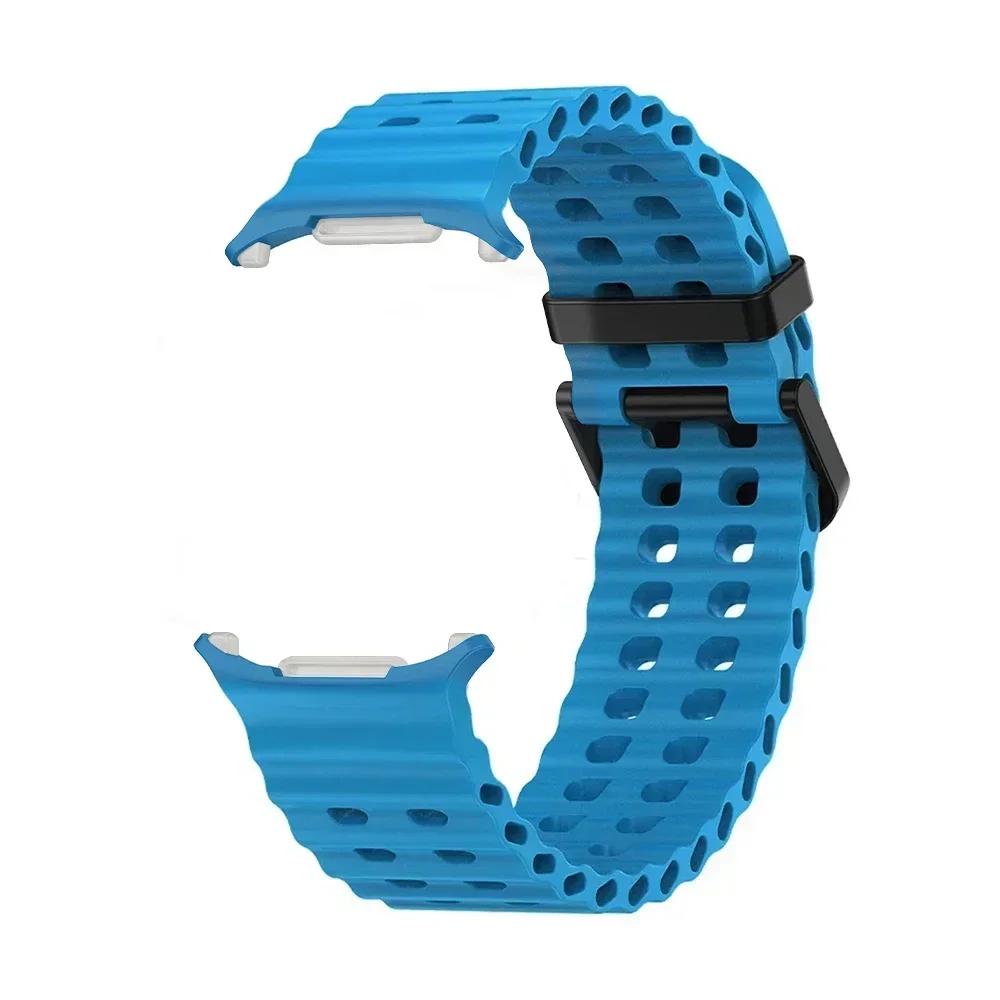NEW Marine Silicone Strap For Samsung Watch 7 Ultra 47mm Bracelet No Gaps Sport Two-tone Band for Galaxy Ultra Watchband Straps