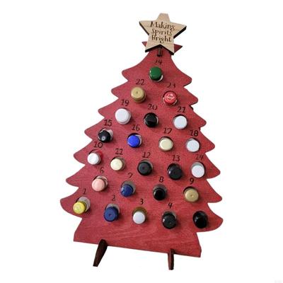 Christmas Count Down Calendar Natural Design Accommodates 24 Miniature Bottle Holiday Decoration For Family