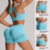 Summer Sexy Back Hollow Out Seamless Yoga Set Women Fitness Outfits Peach Hip Shorts Suit Shockproof Sports Bra Gym Running Suits