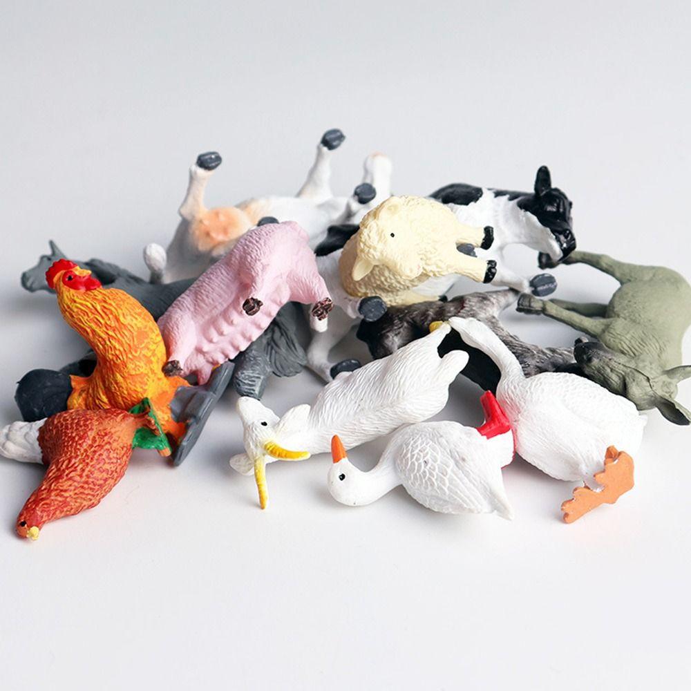 12pcs Mini Insects Simulation Ocean Animal Figurine Dog Cat Wild Animal Model  Kids Toys