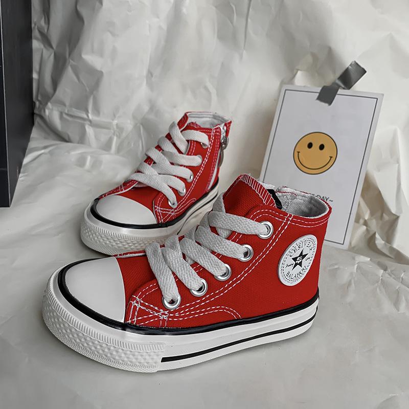 

Дитячі полотняні туфлі Осінь 2025: Високі та низькі кеди для хлопчиків та дівчаток, корейський стиль, м яка підошва, модні дитячі кросівки (Розміри S, M, L). 24