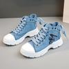 New Canvas High-top Women Shoes 2025 Spring Breathable Denim Sneakers Women Summer Thick Bottom Heightening Sports Casual Shoes