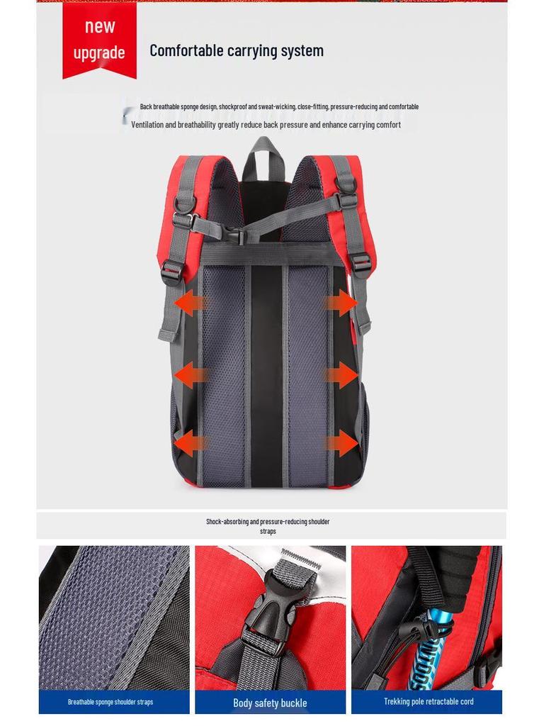 Unisex Outdoor Hiking Backpack - Large Capacity, Nylon Straps, Color Block Design