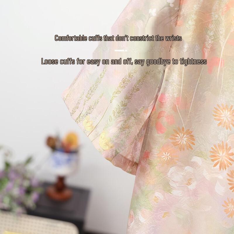 Datang Furen New Chinese Style Floral Print Short Sleeve Top