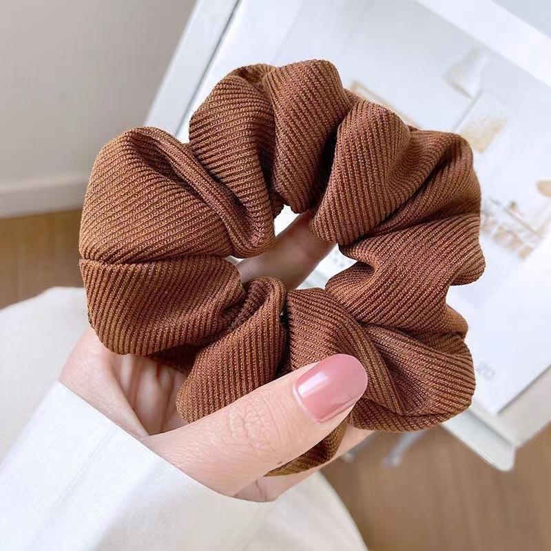 

Korean Brown Color Scrunchies Lazy Style Houndstooth Simple Casual Large Hair Tie Rope Student Girls Solid Elastic Hair Bands