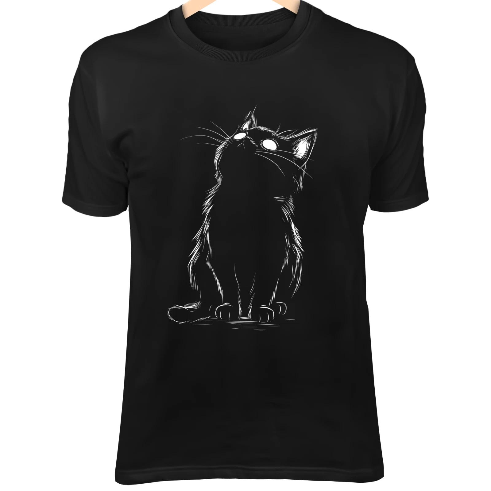 American Shorthair Cat Line Art - Cute Minimalist Cartoon with Curious Eyes S