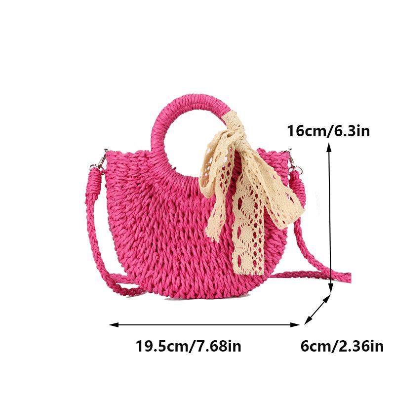 Yogodlns Fashionable Wicker Basket Bag Women's Single Shoulder Slant Cross Handmade Woven Grass Bag Casual Travel Style Small Bag
