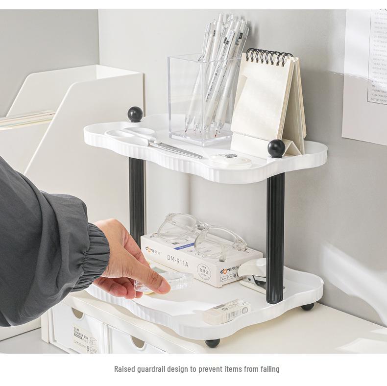 Desktop Double-Layer Multi-Purpose Storage Rack for Dorm or Office
