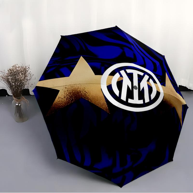 1pc I-Internazionale Milano (8) Umbrella, Sun Protection, And UV Shielding. It Has Eight Sturdy Ribs for Outdoor Use And Perfect As a Holiday Gift