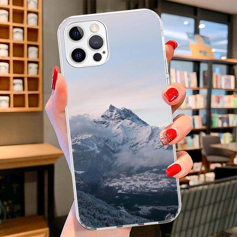 Landscape Winter Light Snow Cover Phone Case For iPhone 16 17 Air 15 14 Pro Max 16E Phone Case 13 Mini 12 11 7 SE 8 Print Patter