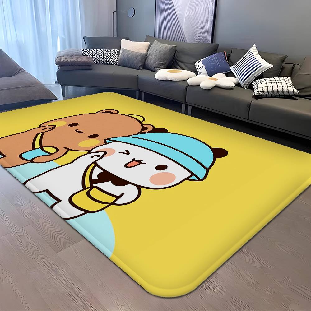 Bear Cartoon Kawaii D-Dudu B-Bubu Door Mat Washable Non-Slip Living Room Sofa Chairs Area Mat Kitchen Doormat Area Rug