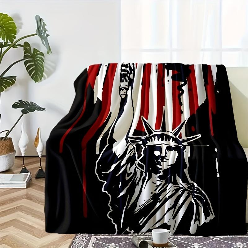 American-themed Design Pattern Flannel Printed Blanket Suitable for All Seasons Suitable for Living Room Office Sofa and Travel