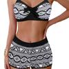 Damen Geometrischer Druck Bikini Einzelteil Bademode