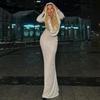 A666DS 2024 Cowl Neck Hooded Slim Fit Long Sleeve Formal Dress