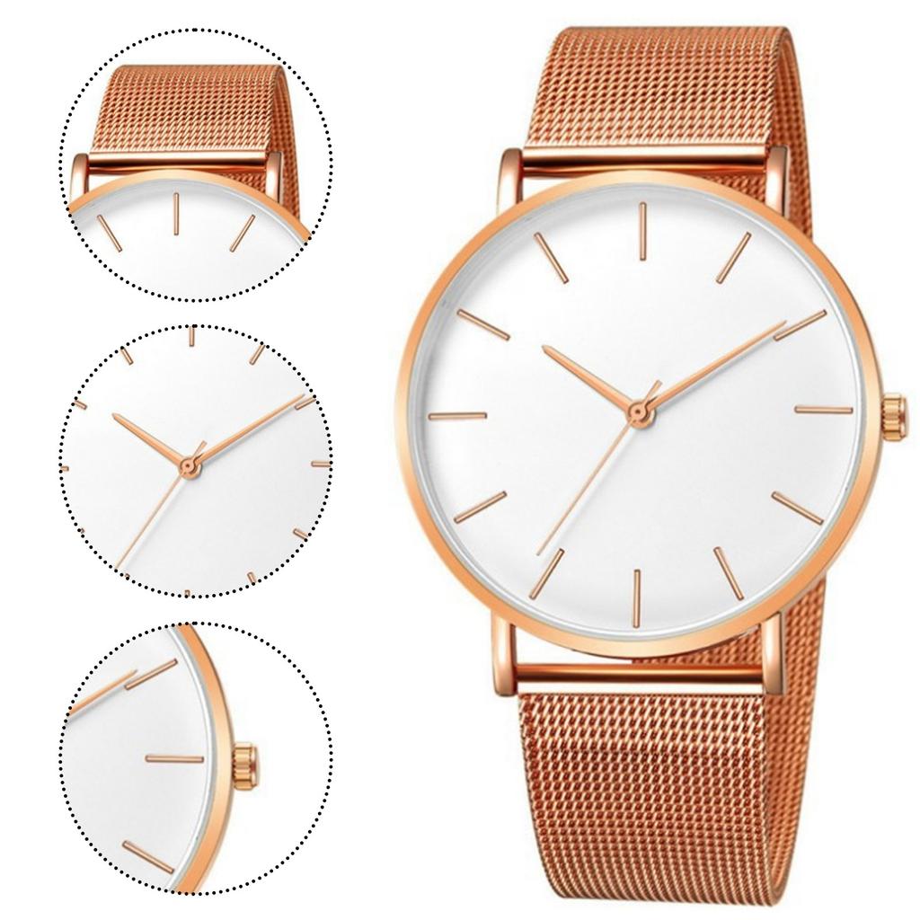 Trendy Minimalist Men’s Watch Modern Black Mesh Band Quartz Watch Chic Gold Accent Matte Black Face Slim Round Case Wristwatch