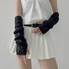 Slouchy Y2K Fingerless Gloves Long Wrist Cuffs Sweet Bow Knitted Arm Warmers  Girls