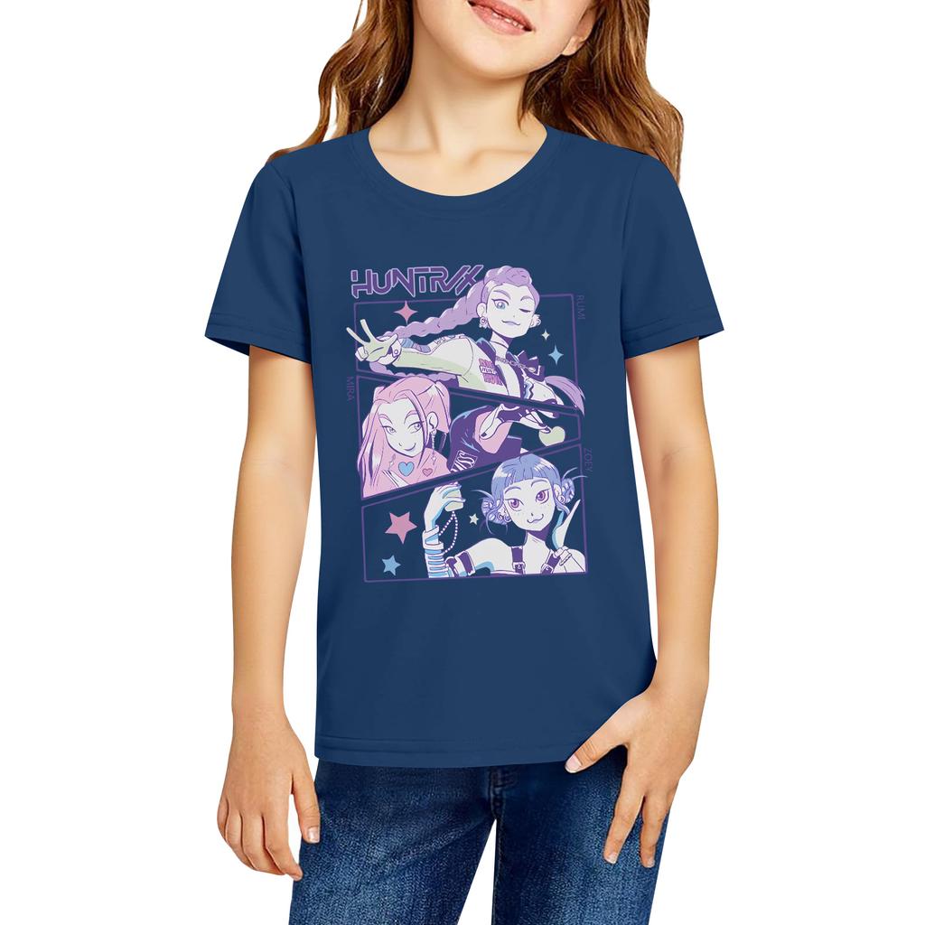 Fashionable Round Neck Short Sleeve Work Clothes Printed Tops For KID Summer Tops