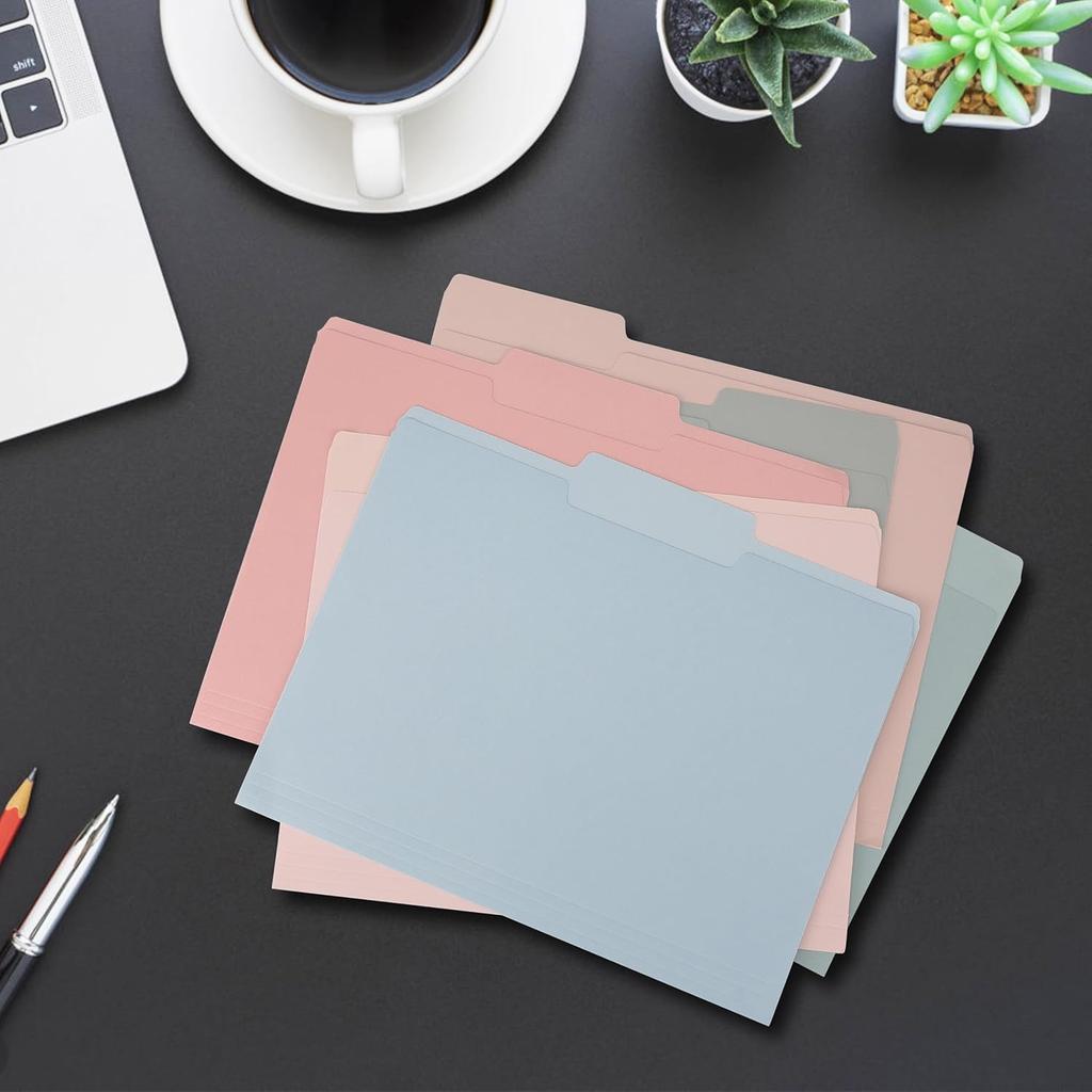 Two Tone Colored File Folders,18 Pack 6 Pastel Colors Manilla Folders 8.5x11,Assorted Colors 1/3 Cut Tab File Folders Letter Size,School Business