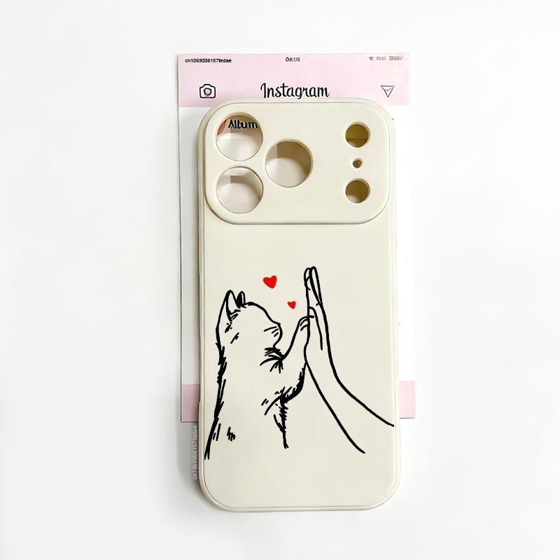 Lustige Katze Hund High Five Silikon Handyhülle für IPhone 15 16 17 Pro Max 14 13 12 11 X XS XR 7 8 Plus BFF Paar Weiche TPU Hülle