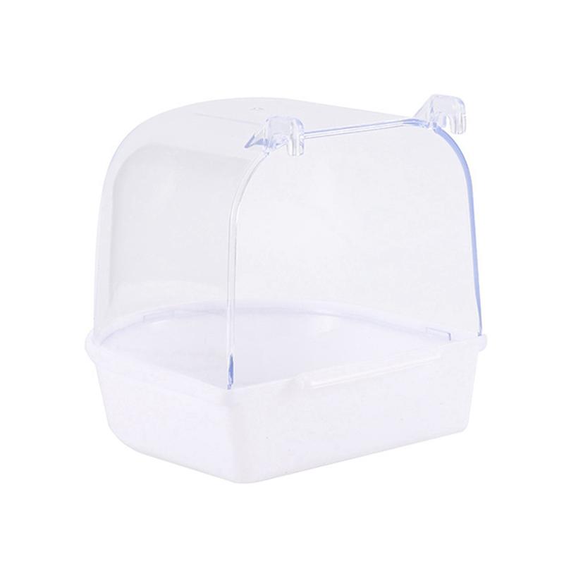 

AEE2-Parrot Hanging Bathtub Easy To Install Canary Cage Accessories Pet Bird Bath Box Parrot Water Shower Bowl Bird Cage белый