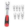 9Pcs Replaceable Wrench Set Flexible Head 180 degrees  Rotating Torsion Wrench with Handle