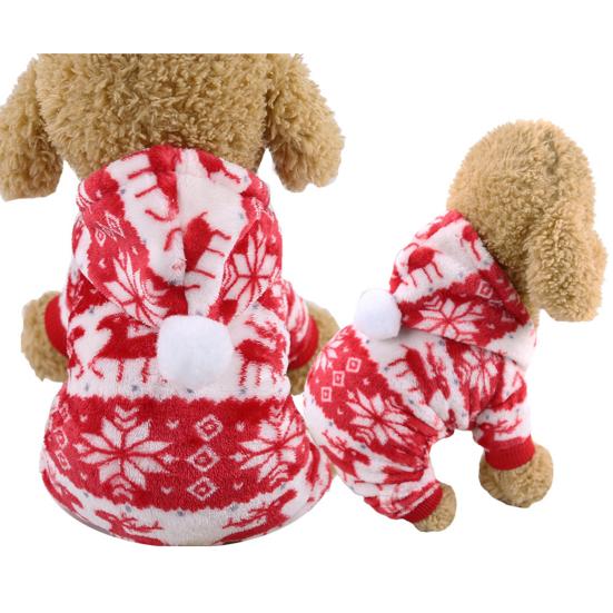 Autumn Winter Elk Pattern Four-legged Hooded Christmas Pet Clothes Dog Supplies