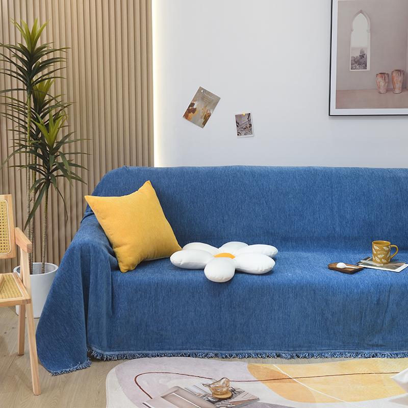 Solid Color Soft Knitted  Blanket   Sofa Protector Solid Smooth Fabric Velvet   Blanket for Bed Travel Protective Cover