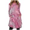 Women's Fashion Casual Print Round Neck Pullover Loose Long Sleeve Dress