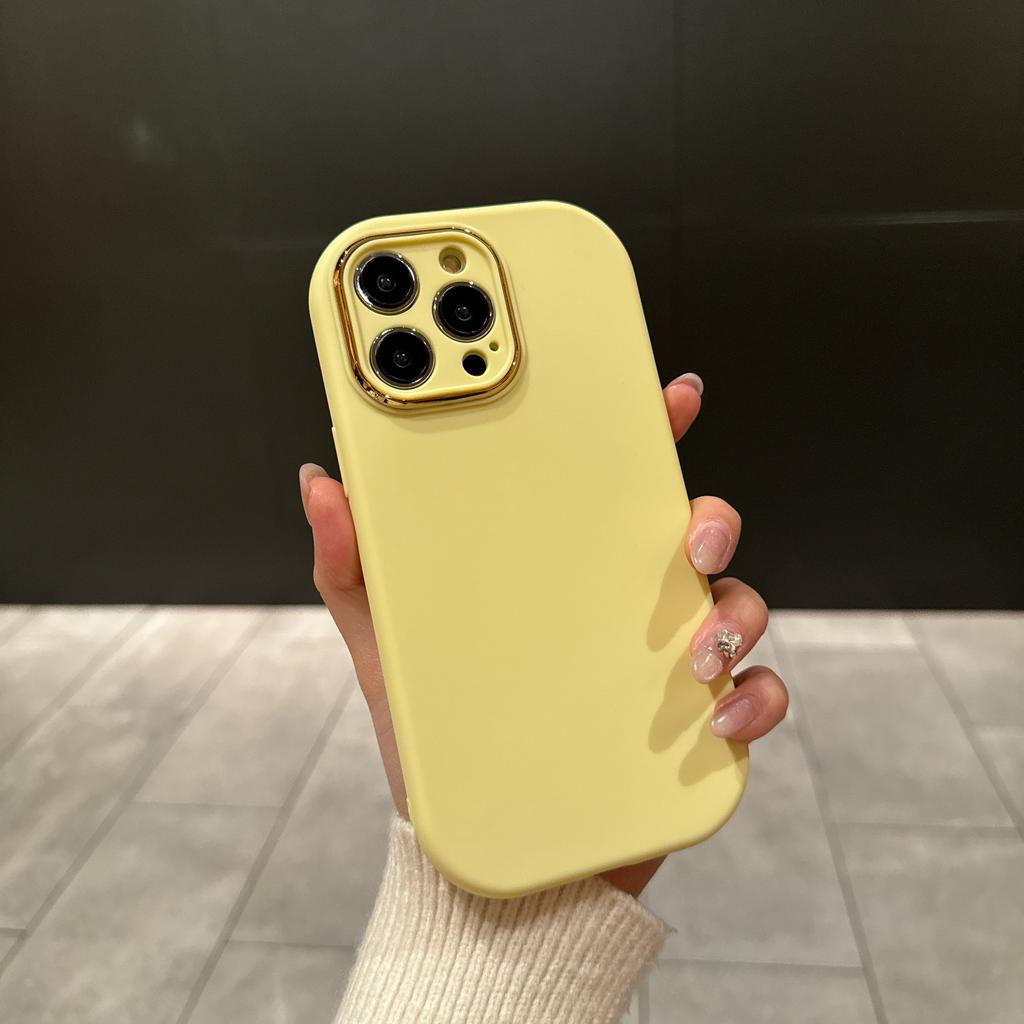 The Fine-hole Chubby Girl Is Suitable for Ip16pro Electroplated Lens Phone Case, Apple 15/14 Matte 12 Solid Color Protective Case