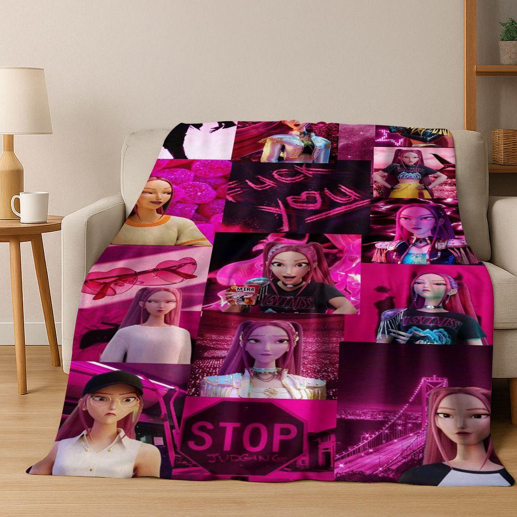 26 Stil Neue KPOP Dämonenjäger Rumi Mira Zoey Cartoon Flanell Decke, Gemütliche Weiche Überwurfdecke für Zuhause Schlafzimmer Bett Sofa Abdeckung