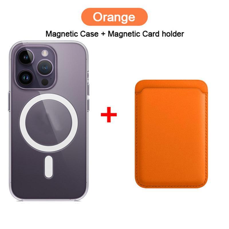 2in1 For Magsafe Card Holder Wallet Magnetic Case For iPhone 16 15 14 13 12 11 Pro XS Max X XR Wireless Charging Accessories