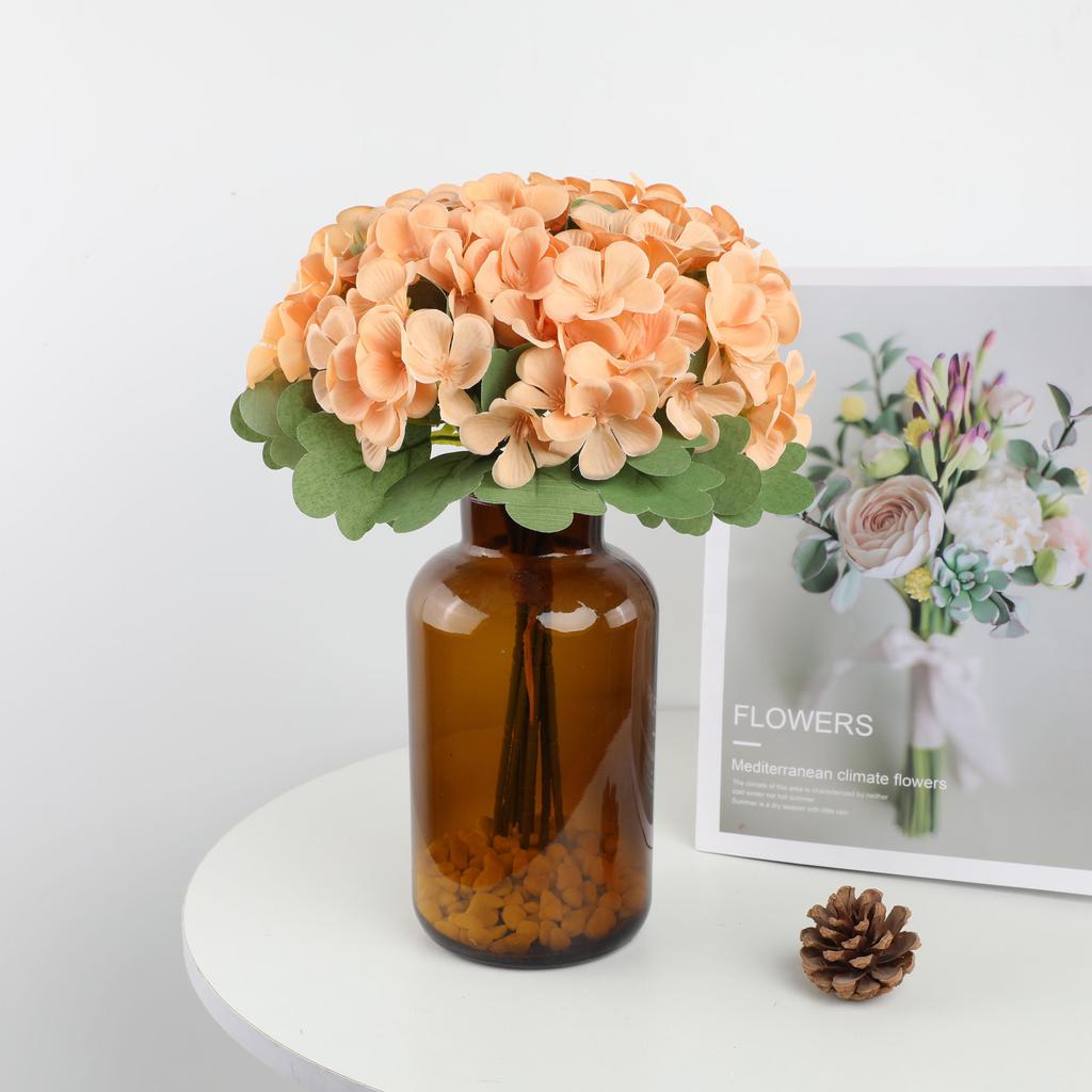 12PC/Bundle Silk Hydrangea Flowers Bridal hand Bouquet Retro Table Vase Flower Decor for Wedding Decora Room Balcony DIY Bouquet
