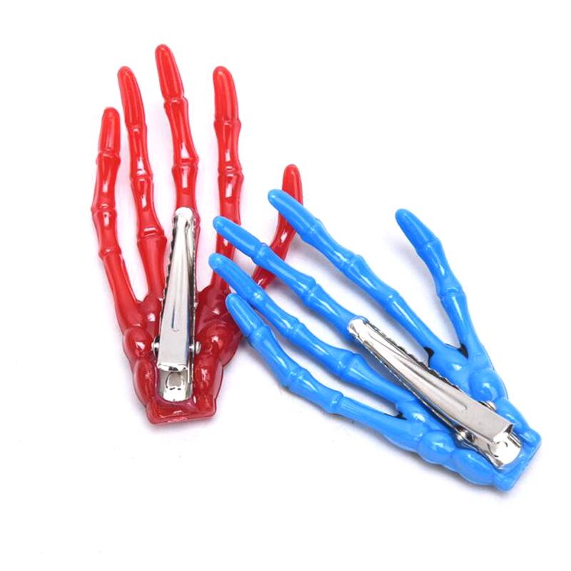1Pc Punk Gothic Halloween Zombie Skull Skeleton Hand Bone Claw Hairpin Hair Clips