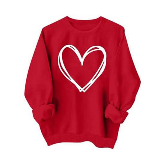 Valentinstag Sweatshirt für Damen Liebesherz Grafik Pullover Rundhalsausschnitt Oberteile Herbst Lässige Langarmshirts