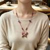Amethyst Handwoven Song Brocade Butterfly Necklace - Chinese Style Light Luxury Clavicle Chain