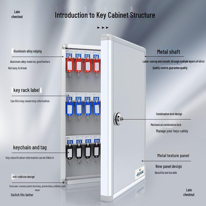 Wall-Mounted Key Management Cabinet with Password Lock for Real Estate and Car Keys.