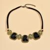 Fashion Vintage Retro Jewelry Black Rope Chain Choker Necklaces Women Resin Stone Geometric Pendant Necklace Woman Accessories